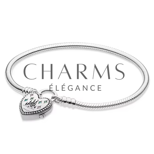 Bracelet Cadenas Cœur Argenté Étoilé - Charms Élégance