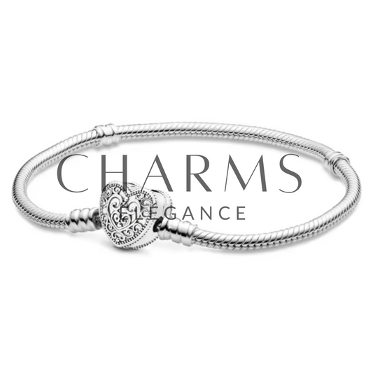 Bracelet Élégance Cœur Argenté - Charms Élégance
