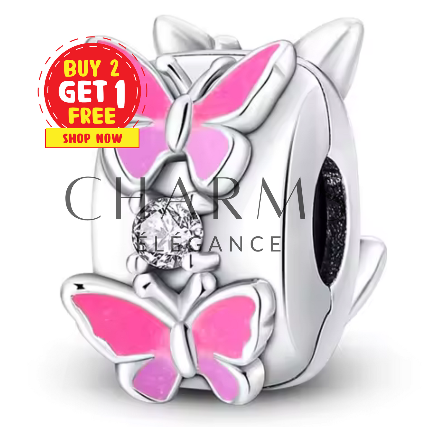 Clips Papillon Rose - Charms Élégance