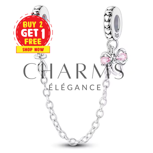 Charm Chaîne de Sécurité Noeud et Rose - Charms Élégance