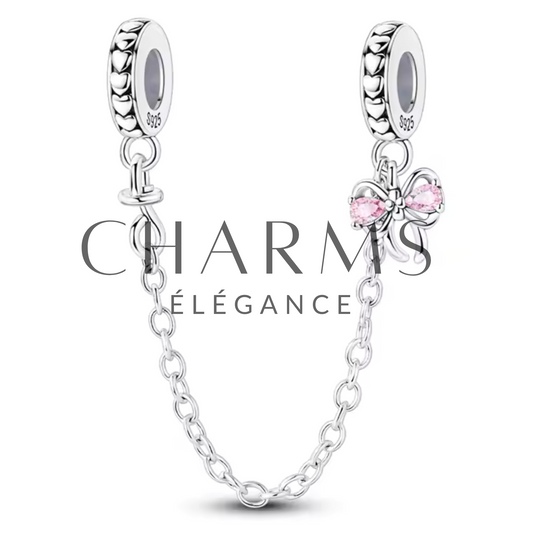 Charm Chaîne de Sécurité Noeud et Rose - Charms Élégance