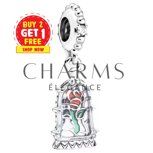 Charm Pendentif - La Belle et la Bête Rose Enchantée | Disney - Charms Élégance