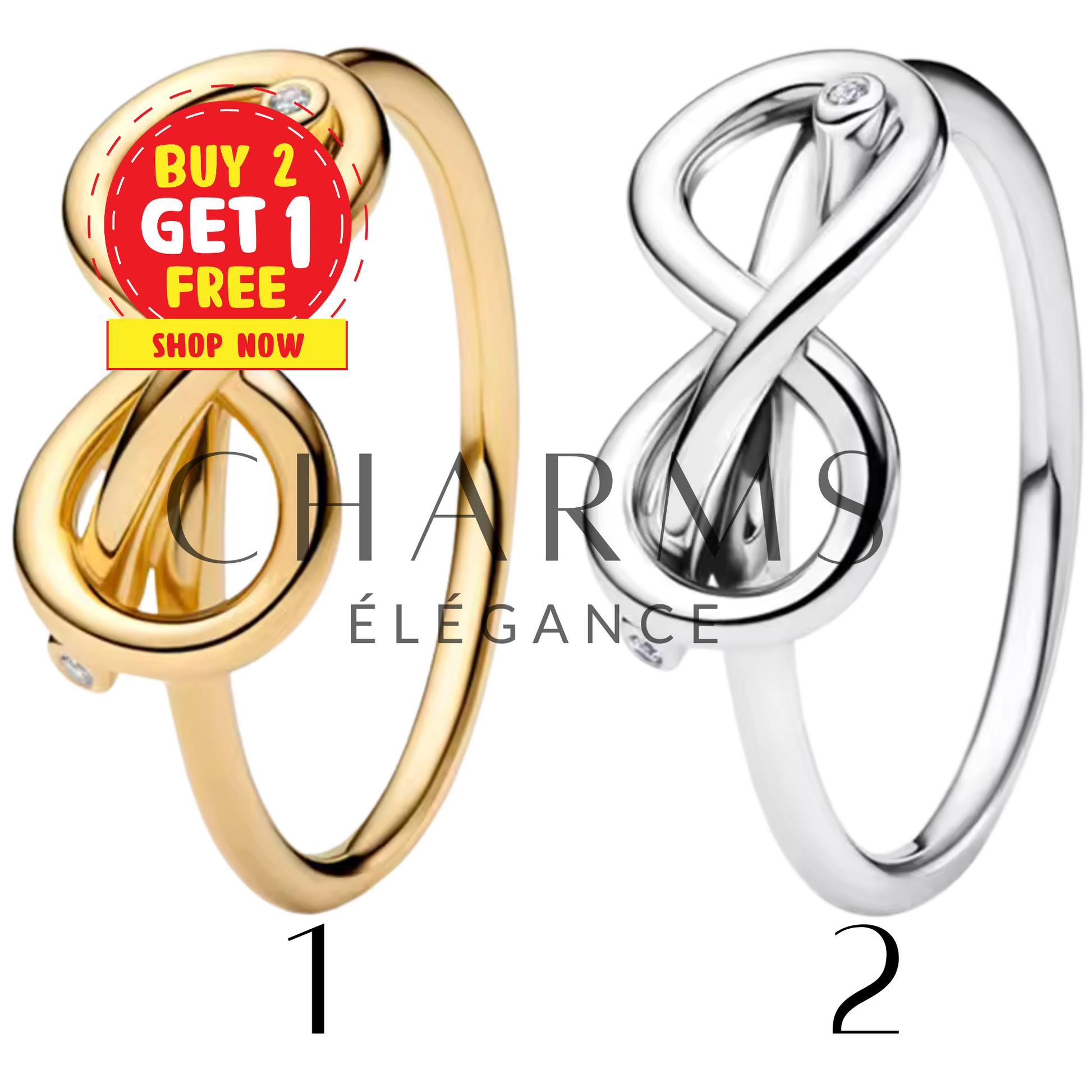Bague Infini Élégante – Or ou Argenté - Charms Élégance