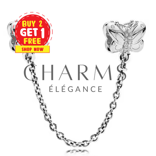 Charm Chaîne avec Papillons Argentés – Grâce et Légèreté - Charms Élégance