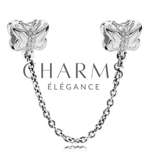 Charm Chaîne avec Papillons Argentés – Grâce et Légèreté - Charms Élégance