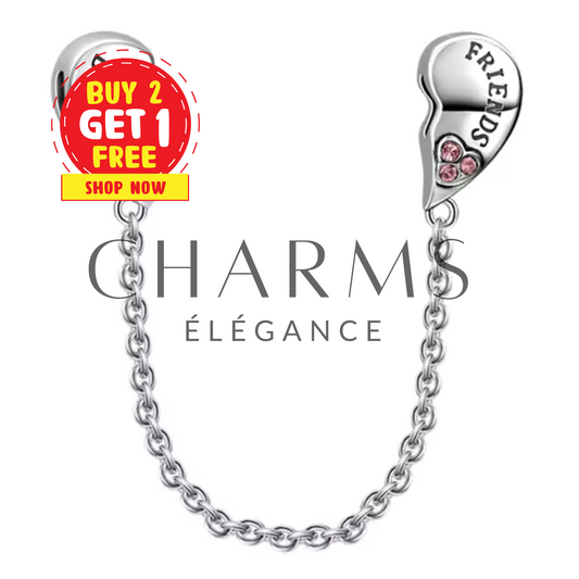 Charm Chaîne de Sécurité Cœur Séparé "Best Friends" - Charms Élégance