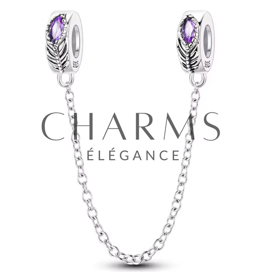 Charm Chaîne de Sécurité Plumes Violettes Élégantes - Charms Élégance