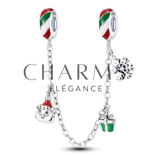 Charm Chaîne - Père Noël, Flocon et Cadeau - Charms Élégance