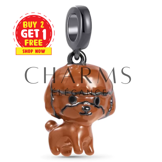Charm Caniche Marron - Charms Élégance