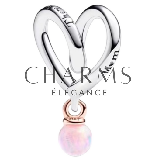 Charm Cœur avec Perle Rose - Charms Élégance