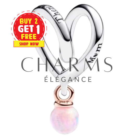Charm Cœur avec Perle Rose - Charms Élégance