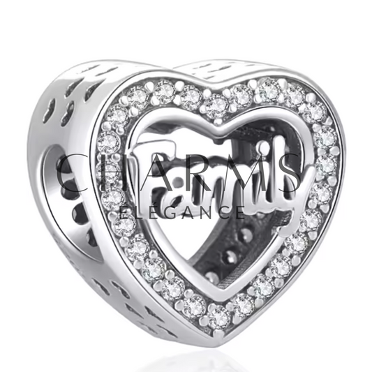 Charm Cœur "Family" – Amour et Lien Inébranlable - Charms Élégance