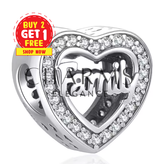 Charm Cœur "Family" – Amour et Lien Inébranlable - Charms Élégance