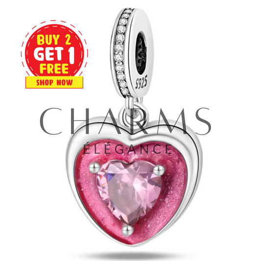 Charm Coeur Rose - Charms Élégance