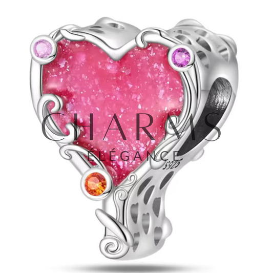 Charm Coeur Rose - Charms Élégance