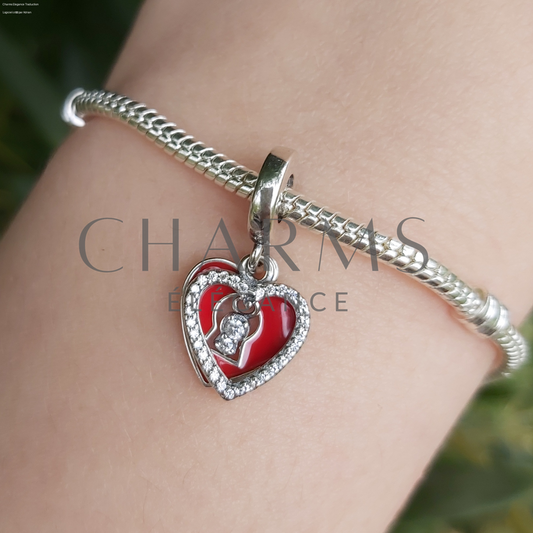 Charm Cœur Rouge Cadenas - Charms Élégance