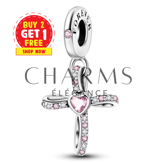 Charm Croix avec Cœur au Centre - Charms Élégance