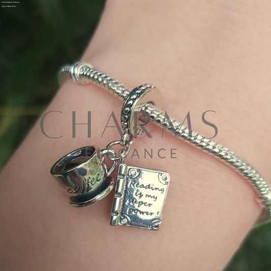 Charm Livre et Tasse de Café - Charms Élégance