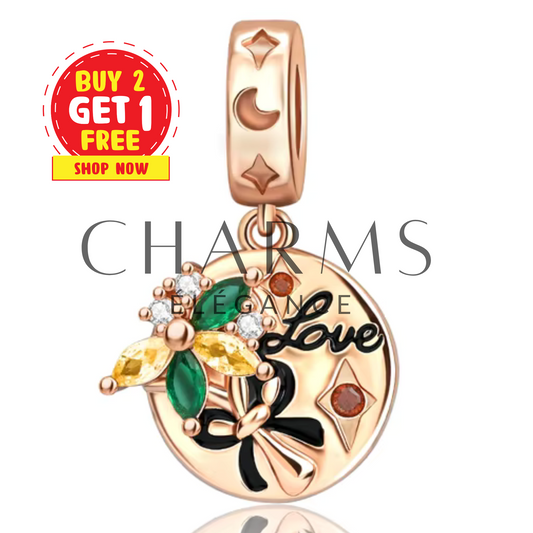 Charm Médaillon Love avec un Bouquet - Charms Élégance