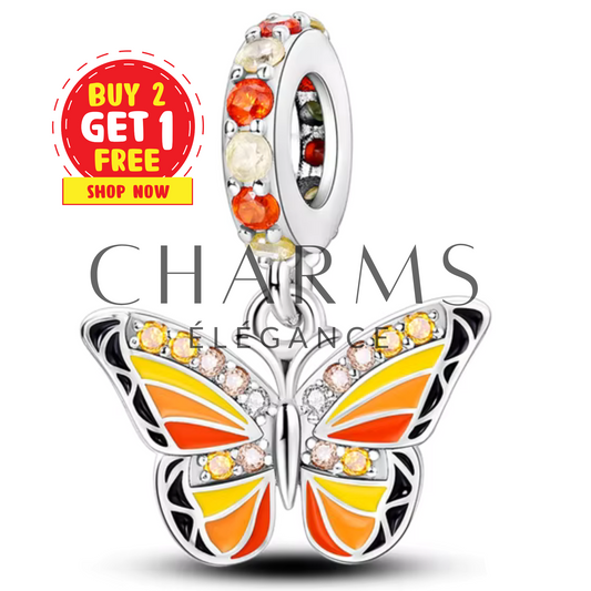 Charm Papillon Jaune et Orange - Charms Élégance