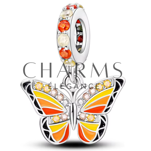 Charm Papillon Jaune et Orange - Charms Élégance