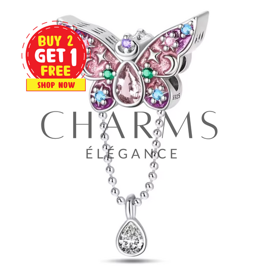 Charm Papillon Rose avec Chaîne - Charms Élégance