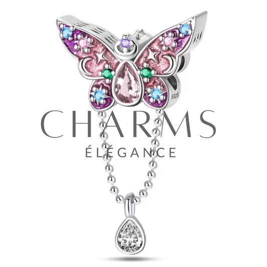 Charm Papillon Rose avec Chaîne - Charms Élégance