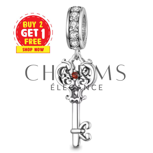 Charm Pendentif - Clé Argentée - Charms Élégance