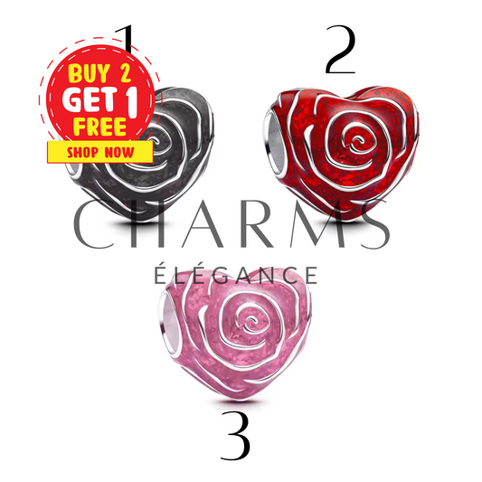 Charm Cœur Fleurs - Charms Élégance