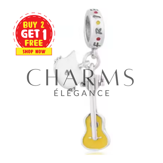 Charm Chat avec une Guitare - Friends - Charms Élégance