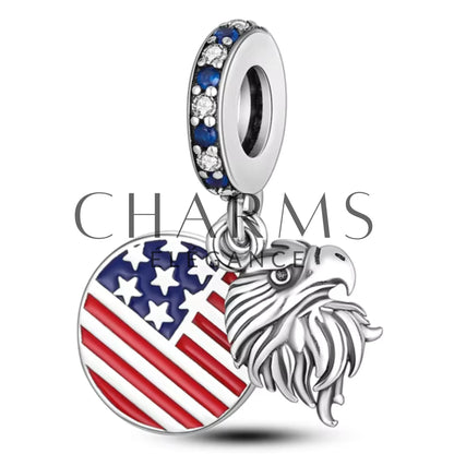 Charm Pendentif - Aigle & Drapeau | États-Unis