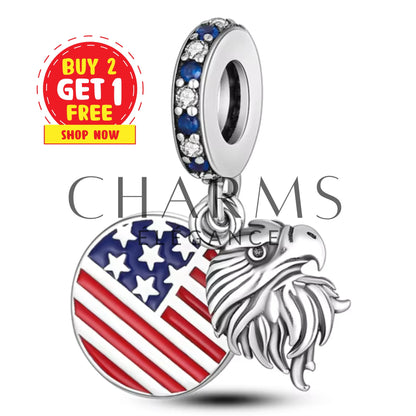 Charm Pendentif - Aigle & Drapeau | États-Unis