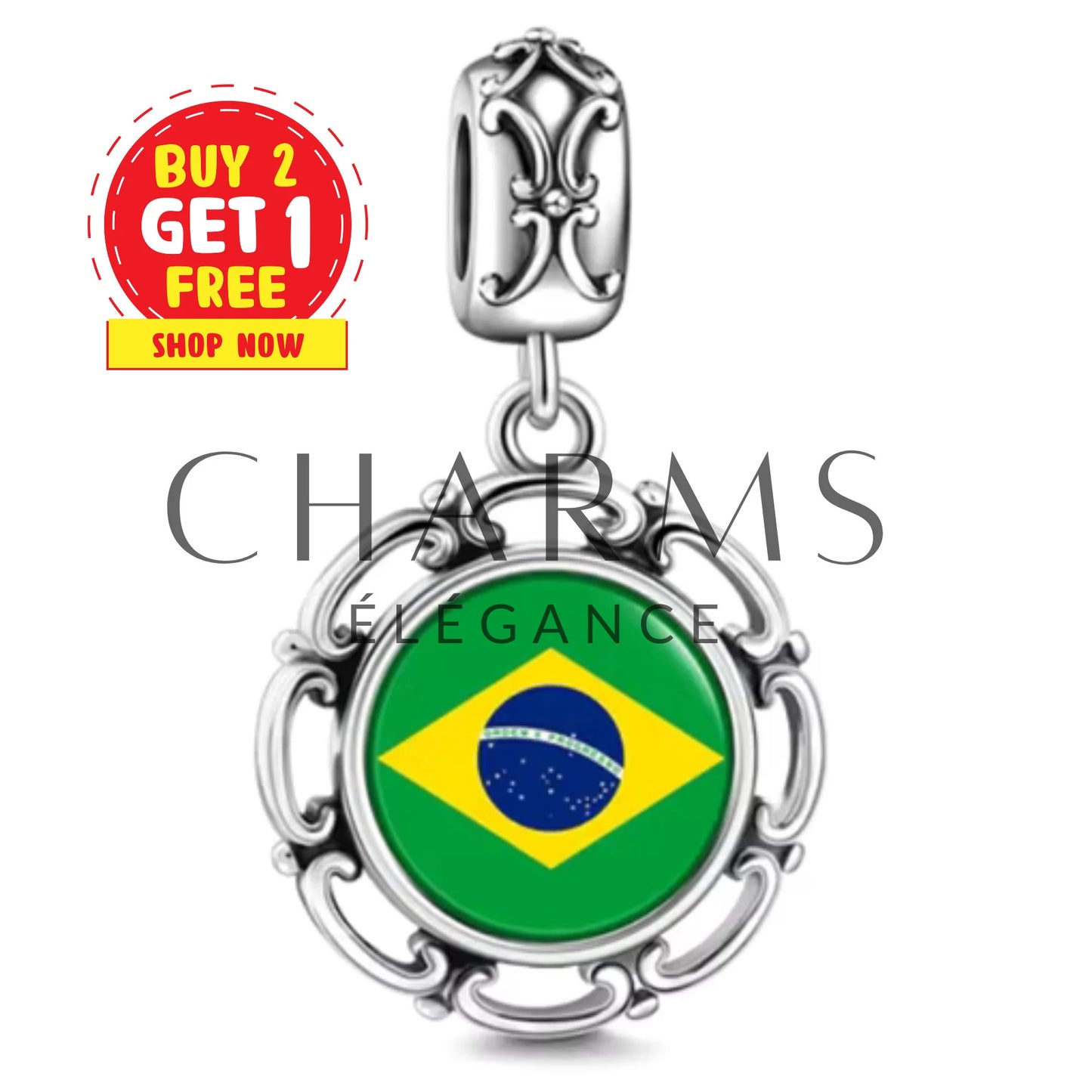 Charm Pendentif - Drapeau du Brésil