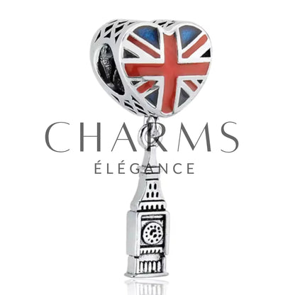 Charm Pendentif - Big Ben & Drapeau du Royaume-Uni Cœur