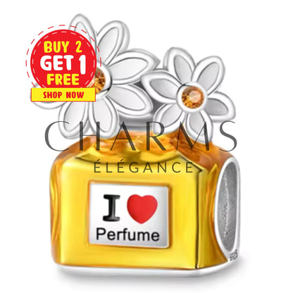 Charm – Gelbes Parfüm mit der Aufschrift „I Love Perfume“.