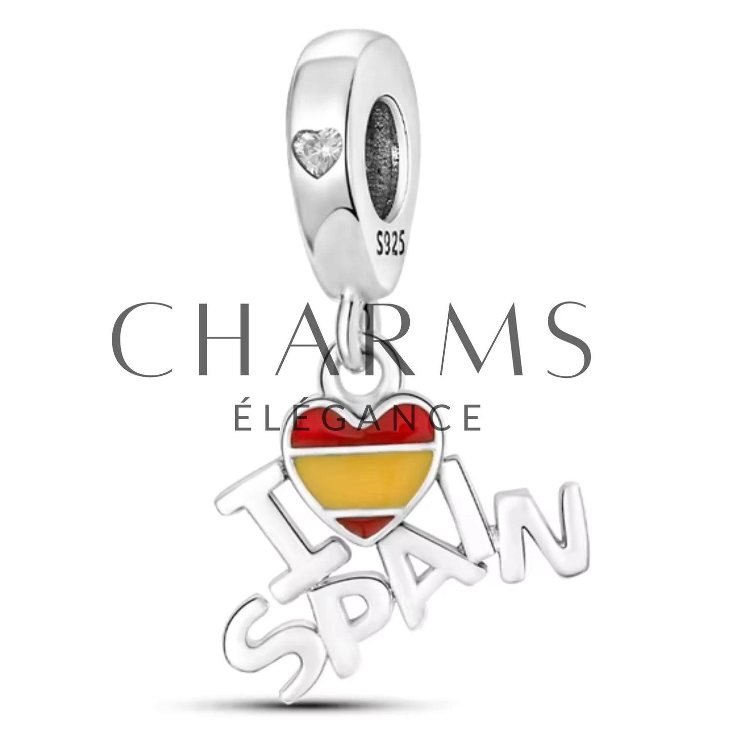 Charm Pendentif - Drapeau Espagne "I Love Spain"