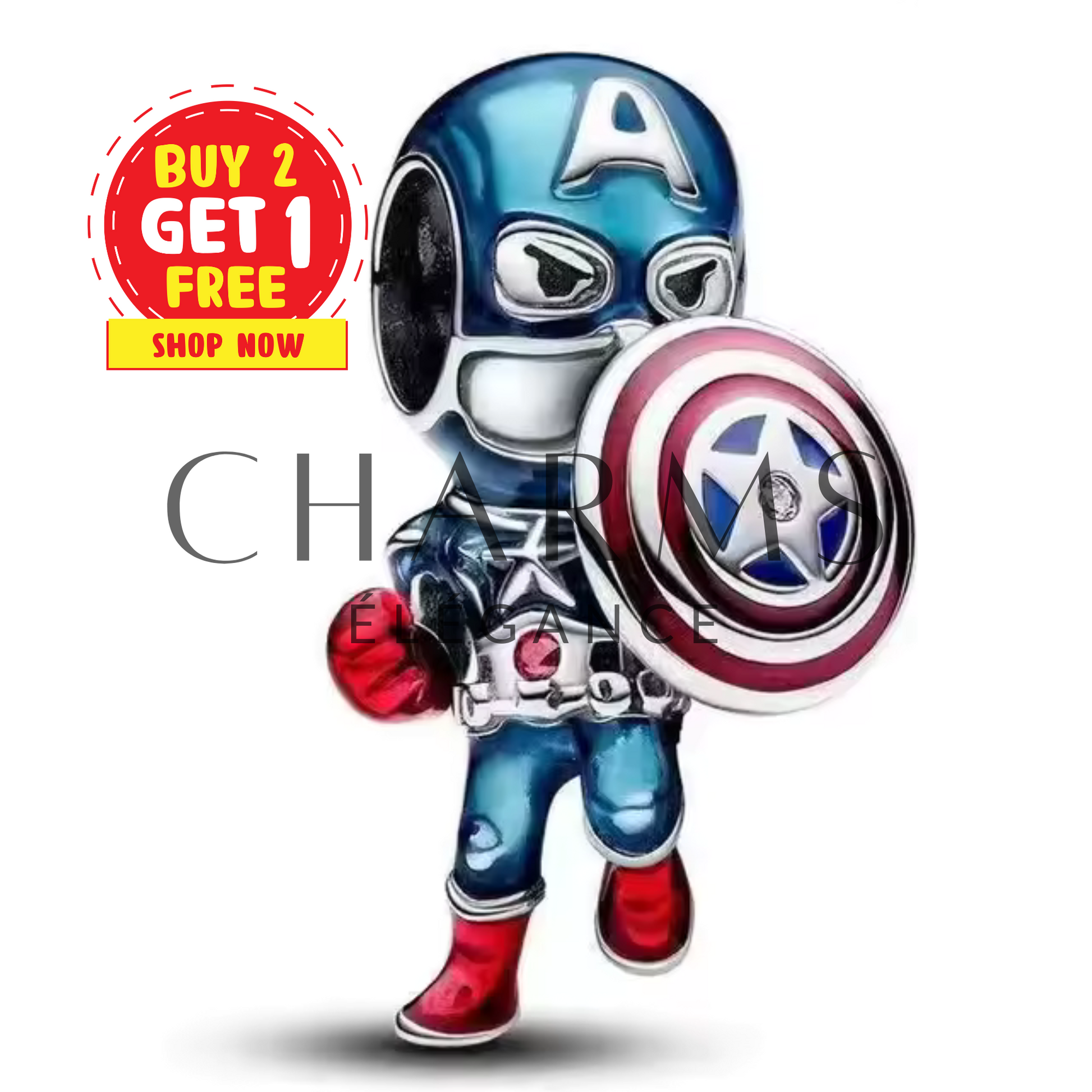 Charm Captain America – Marvel - Charms Élégance