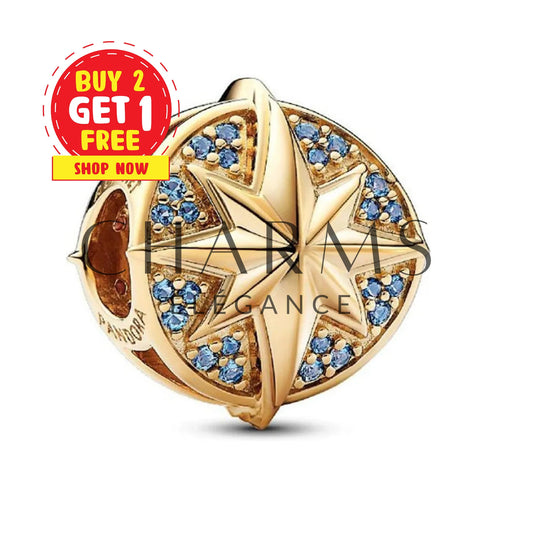 Charm - Insigne de Captain Marvel en Or Doré | Marvel - Charms Élégance