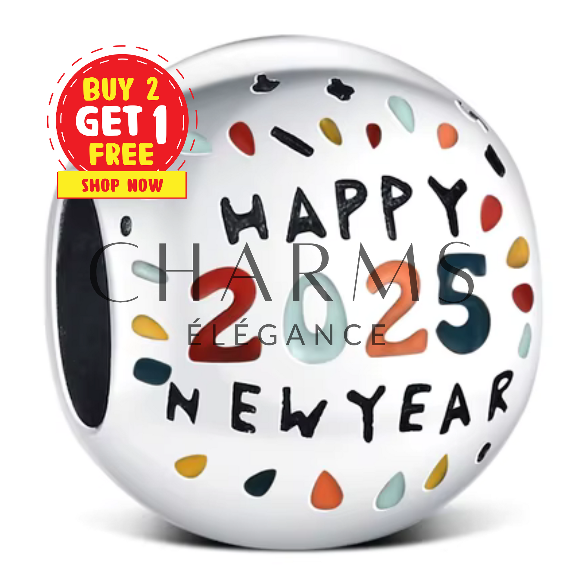 Charm Happy New Year 2025 – Nouvel An Étincelant - Charms Élégance