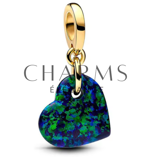 Charm - Cœur Bleu et Vert - Charms Élégance