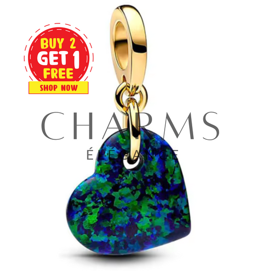 Charm - Cœur Bleu et Vert - Charms Élégance