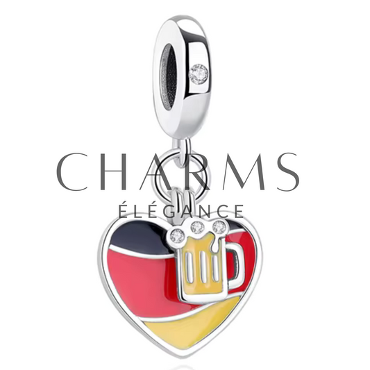 Charm - Cœur avec Drapeau de l'Allemagne et Bière - Charms Élégance