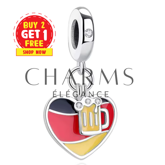 Charm - Cœur avec Drapeau de l'Allemagne et Bière - Charms Élégance