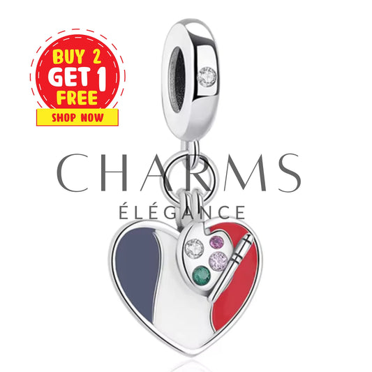 Charm - Cœur Drapeau "France" avec Peinture - Charms Élégance