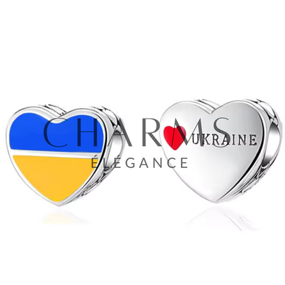Charm - Cœur Love Ukraine - Charms Élégance