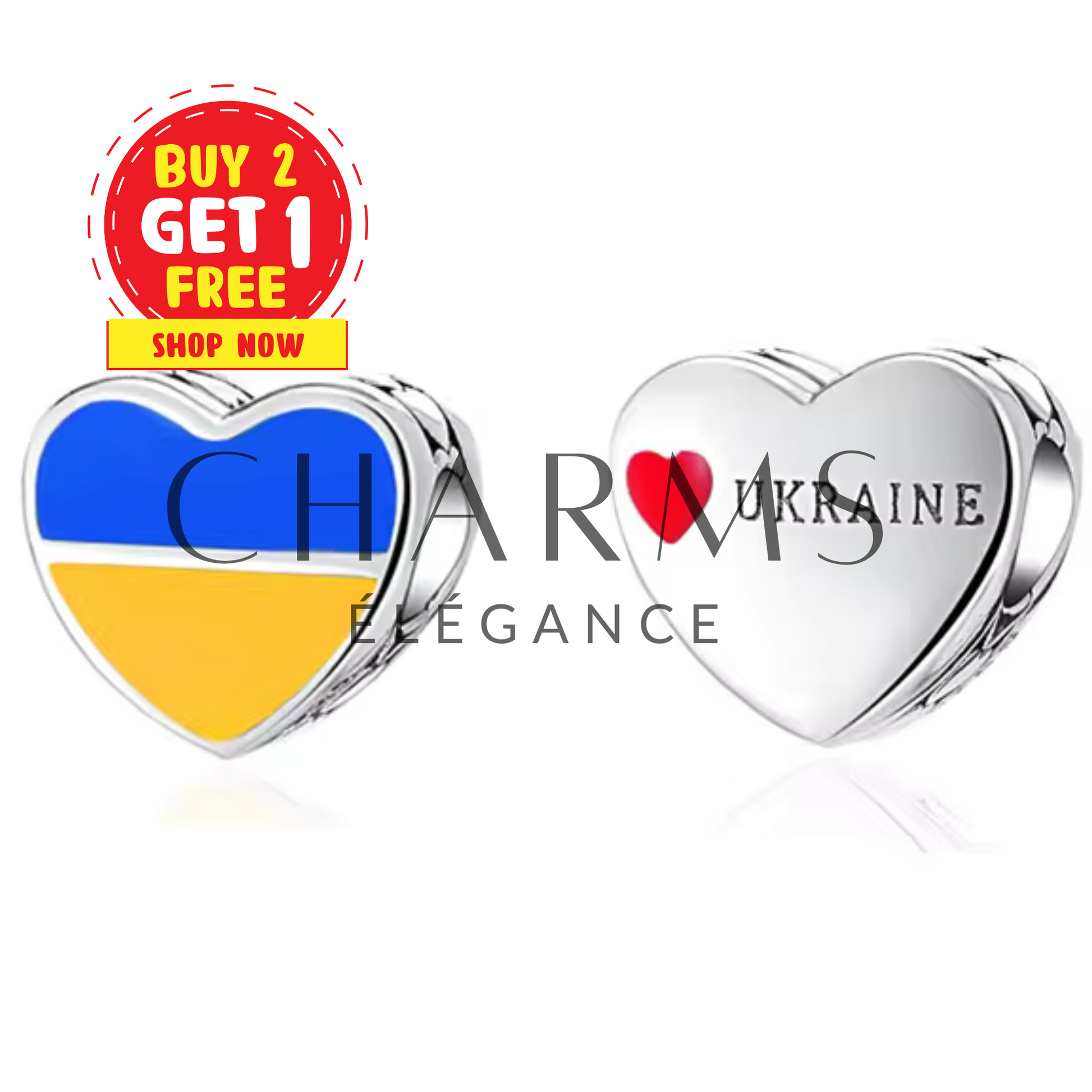 Charm - Cœur Love Ukraine - Charms Élégance